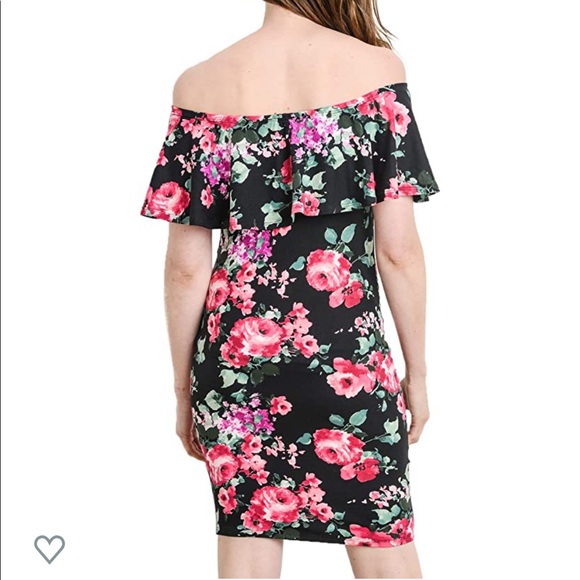 Floral Off the Shoulder Maternity Dress - Picture 3 of 3